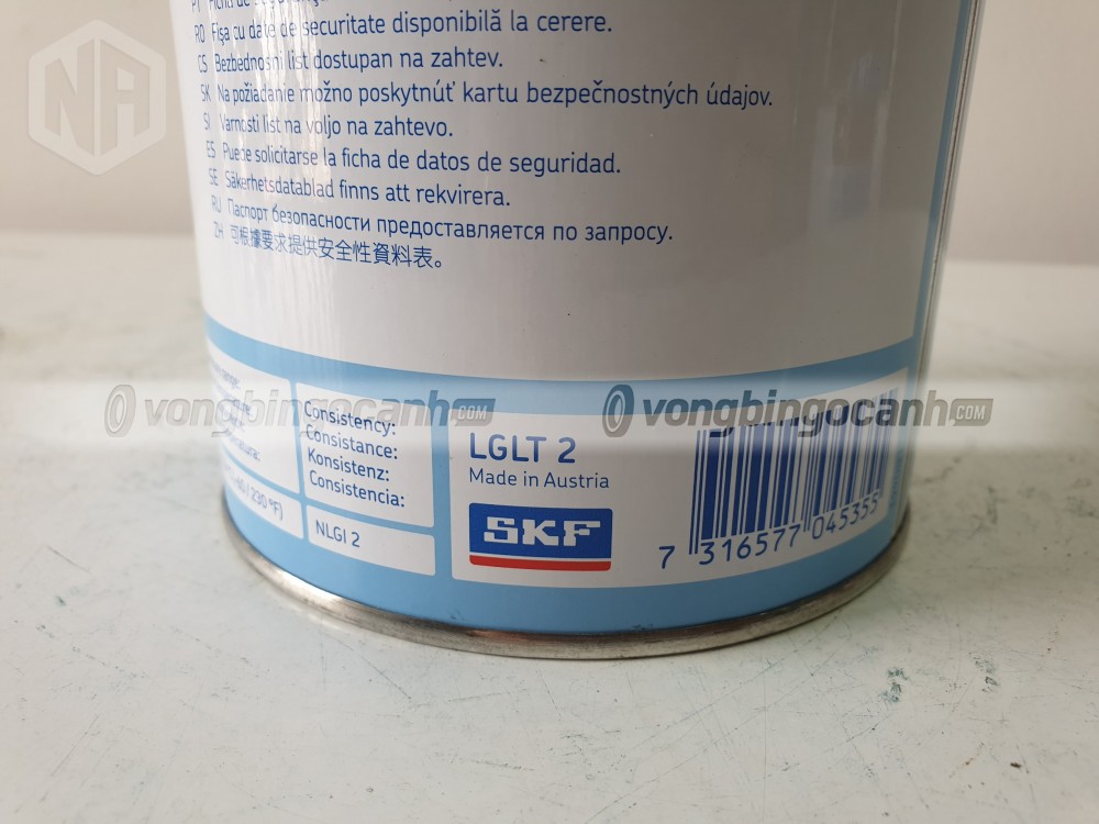 Mỡ SKF LGLT 2/1 có xuất xứ tại Austria (Áo), Sản phẩm chính hãng có CO, CQ do SKF Việt Nam cấp.